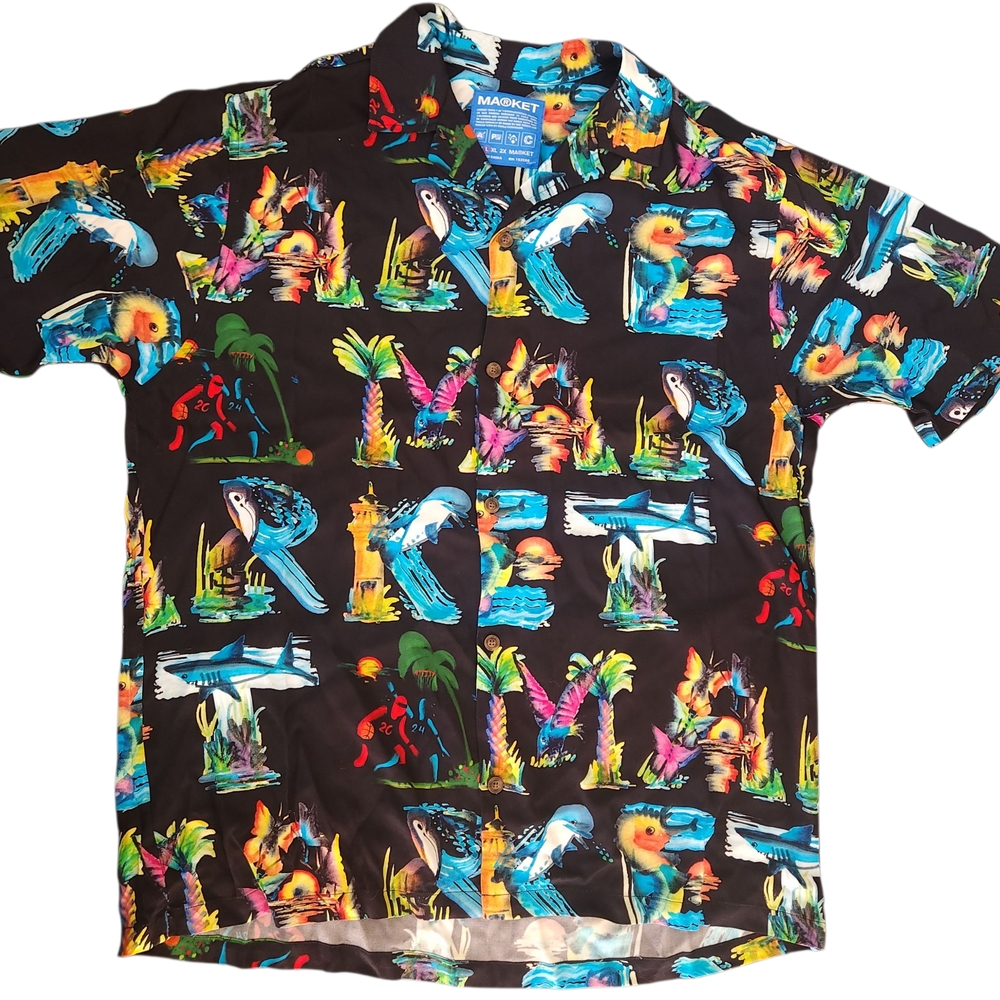 M@rket Button Up Size L New W Tags Island Life Camp Beach $120